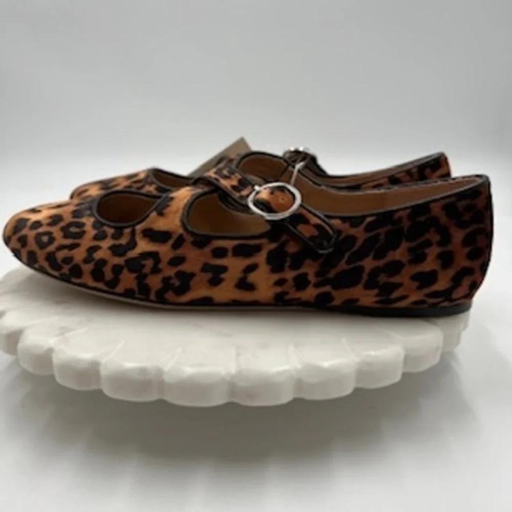 A New Day Womens Leopard Print Crisscross Mary Jane Flats Size‎ 10 NEW
